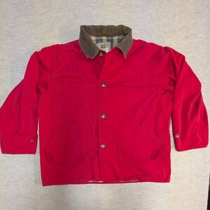 Vintage A&E Red Canvas Button Corduroy Plaid Lined Cotton Barn Chore Jacket XL